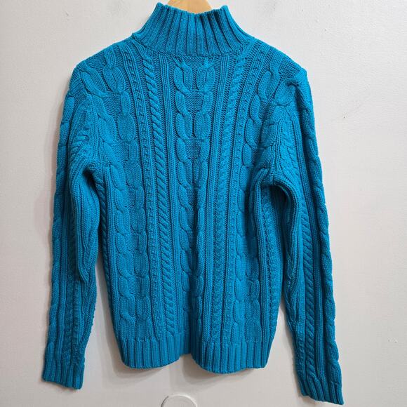 Chaps Womens Fisherman Preppy Classic Heritage Cable Knit Turtleneck Sweater M - Picture 5 of 9